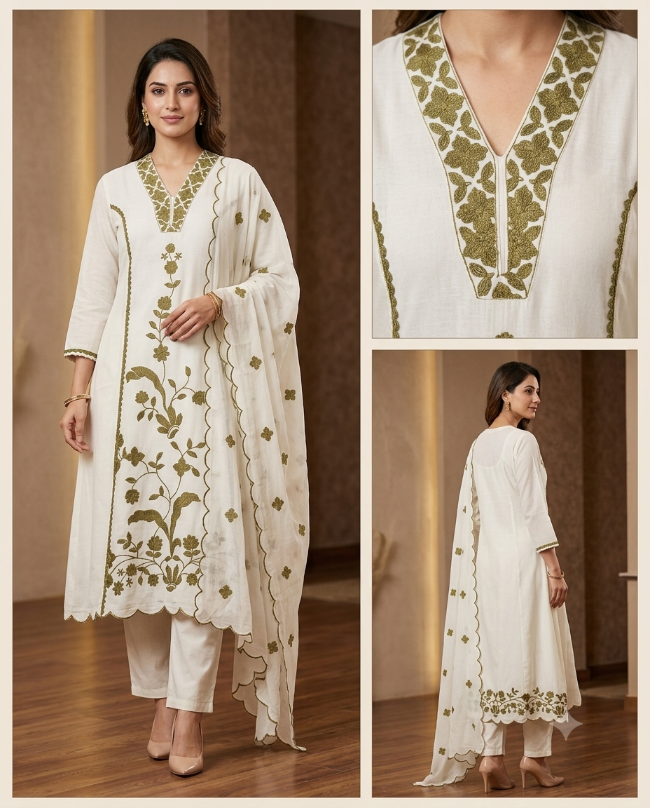 Hand-Embroidered Kurti Set view 4