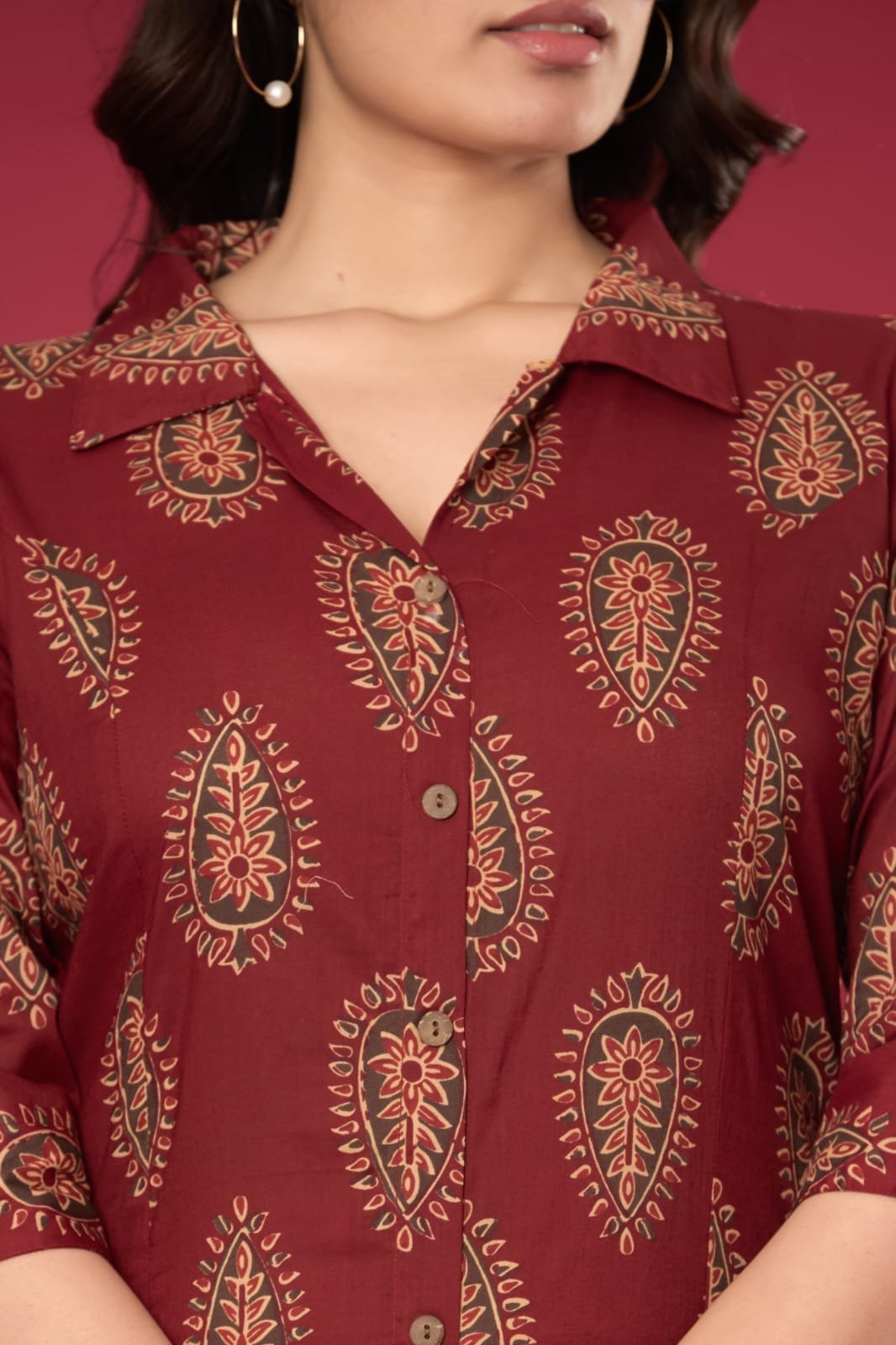 Paisley Printed Cotton Long Tunic & Trouser Co-Ord Set | The Kurti Shop view 3