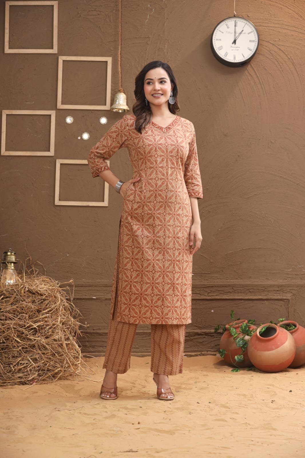 Printed Cotton Kurta Set with Dupatta | The Kurti Shop view 4