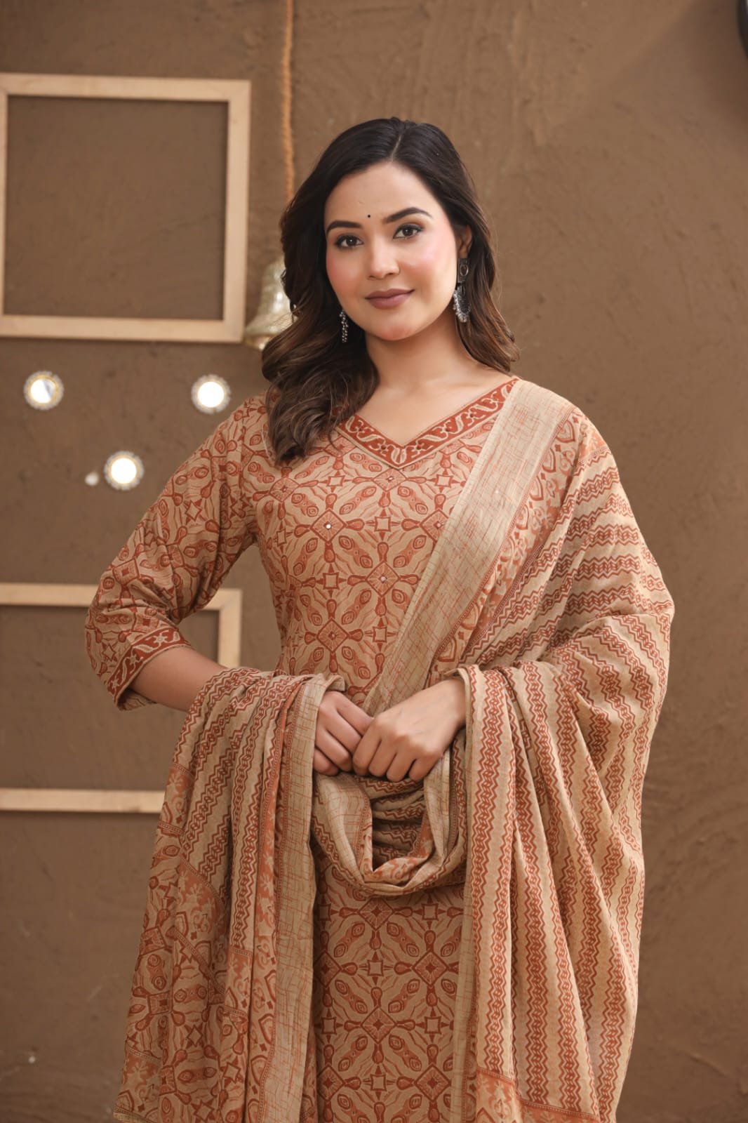 Printed Cotton Kurta Set with Dupatta | The Kurti Shop view 6