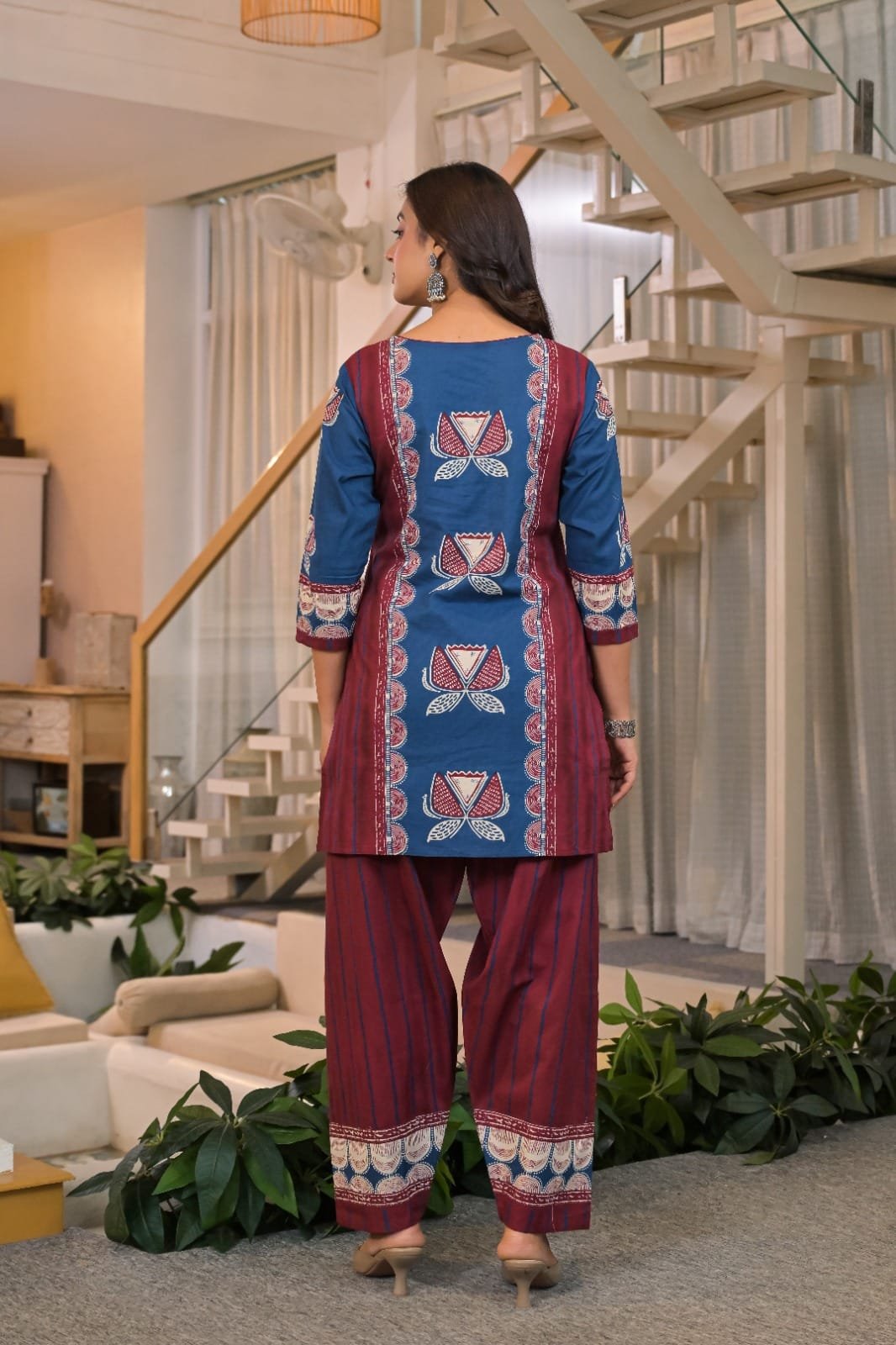 The Khurti Shop Printed Cotton Straight Kurti with Salwar Pants and Dupatta Set view 2