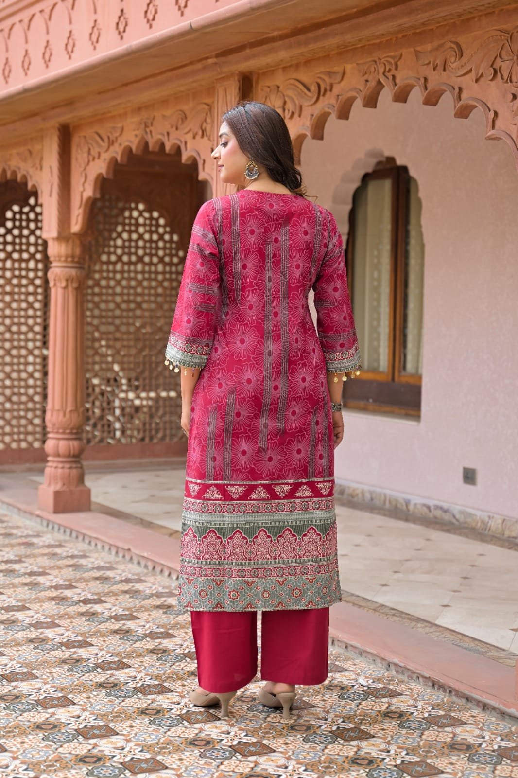 Women Premium Cotton Ethnic Printed Straight Kurta Set with Pants and Dupatta | The Kurti Shop view 2