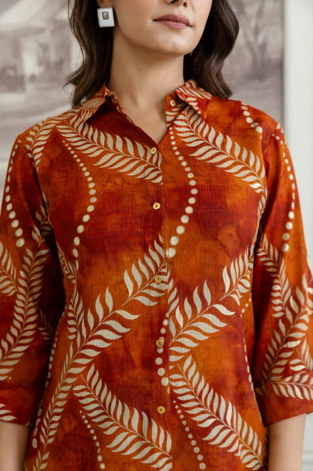 Women Printed Co-Ord Set with Stylish Top & Wide-Leg Pants | 2-Piece Set | The Kurti Shop view 2