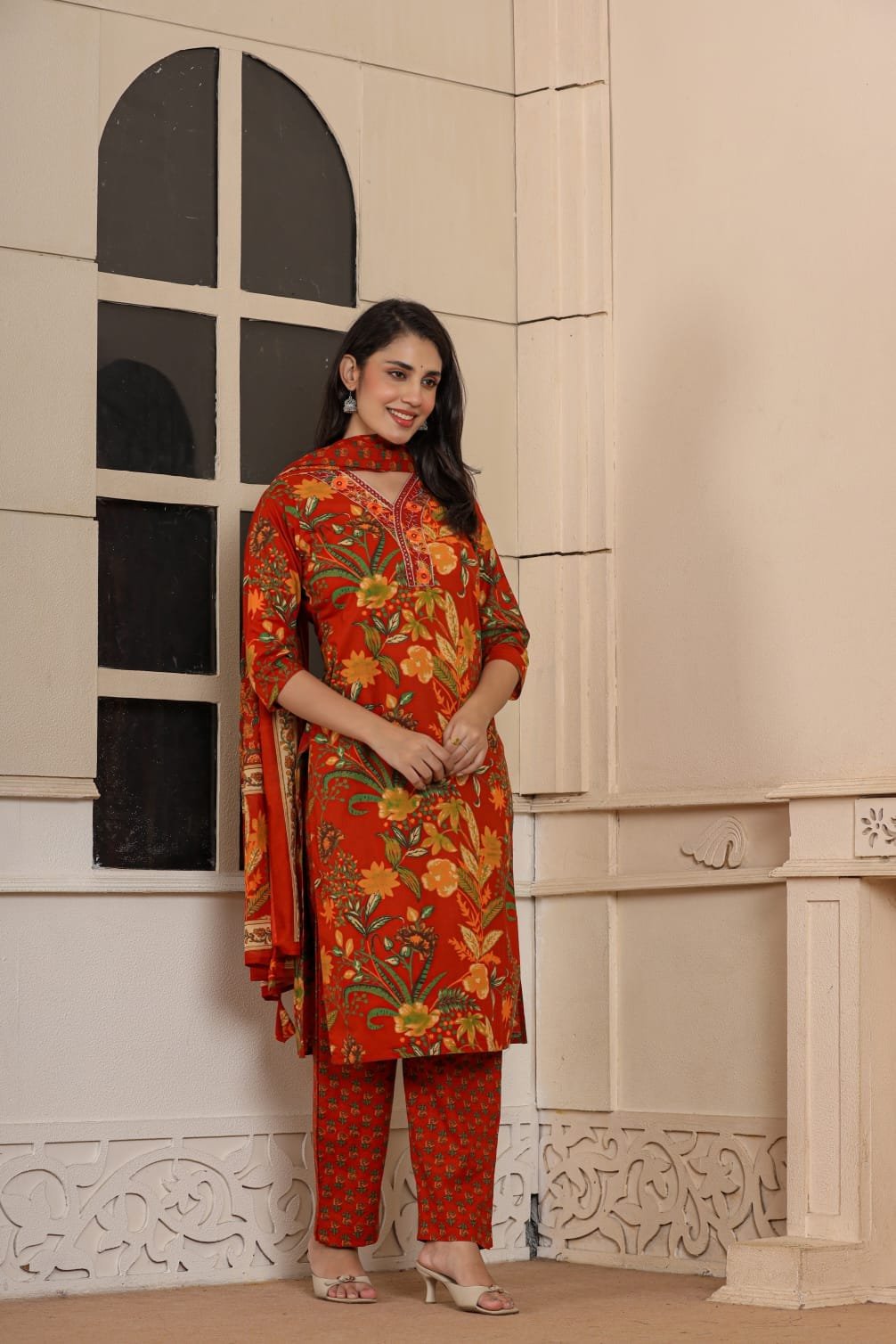 Women Printed Kurta with Bottom & Dupatta | 3-Piece Ethnic Wear Set | M to 3XL | The Kurti Shop view 4