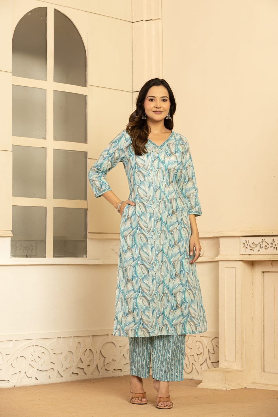 Women Printed Kurta with Bottom & Dupatta | 3-Piece Ethnic Wear Set | The Kurti Shop view 3