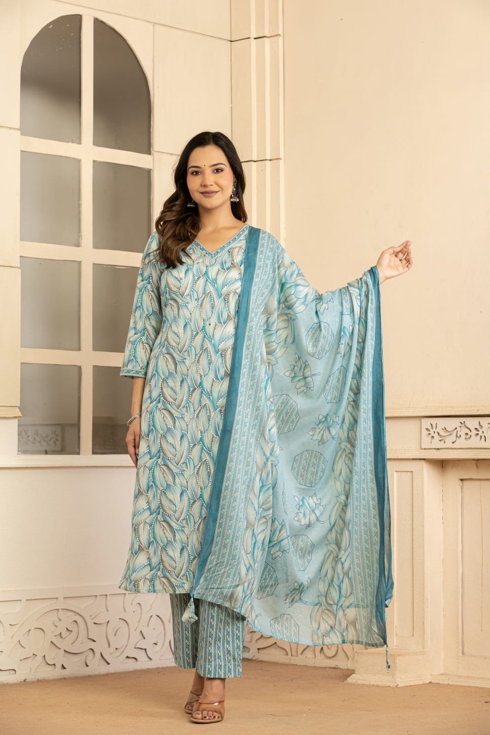 Women Printed Kurta with Bottom & Dupatta | 3-Piece Ethnic Wear Set | The Kurti Shop view 5
