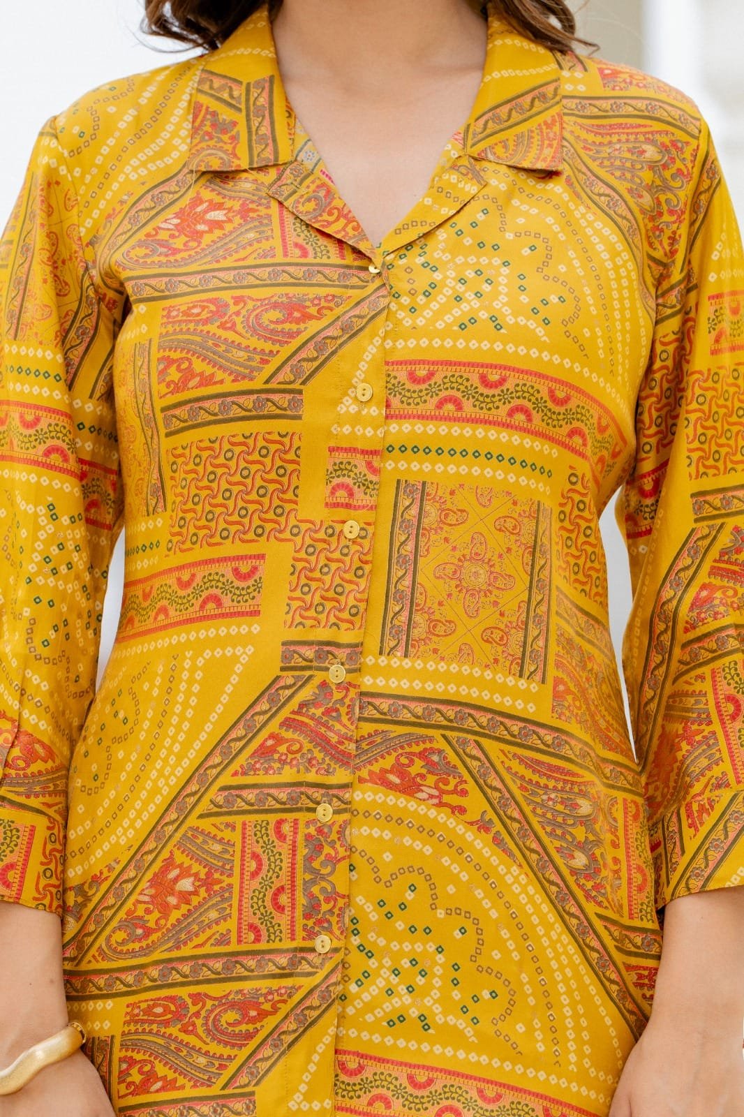 Women Printed Shirt Style Kurta with Palazzo Pants – 2 Piece Co-Ord Set view 5