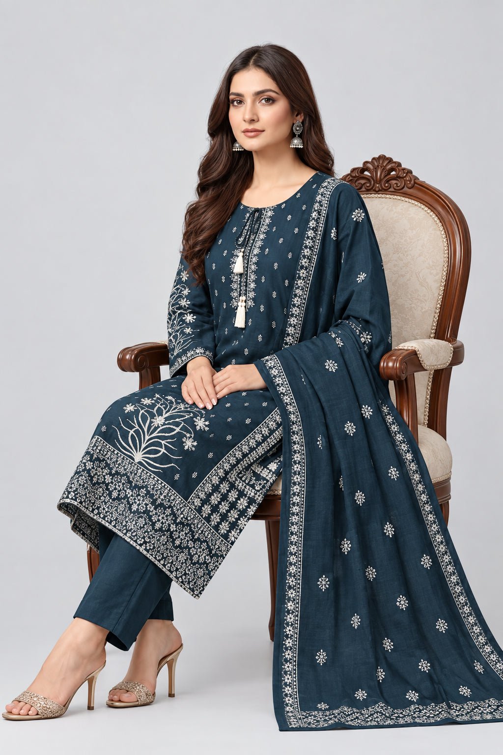 Women’s Elegant Printed Straight Kurta with Dupatta & Bottom | Ethnic Wear 3 Pc Set
