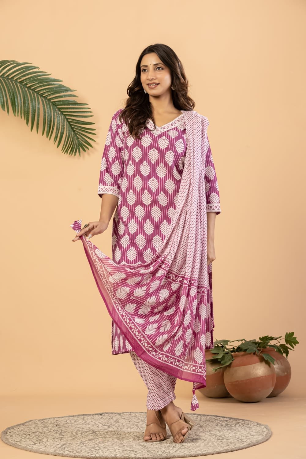 Women’s Printed Kurta Pant & Dupatta Set | 3 Piece Ethnic Wear Set | Comfortable Everyday & Festive Wear view 2