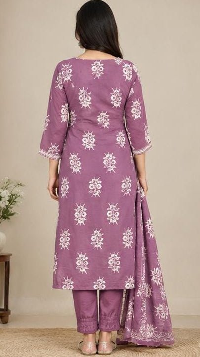 Women’s Printed Straight Kurta Set with Dupatta & Bottom | 3 Piece Ethnic Wear view 3