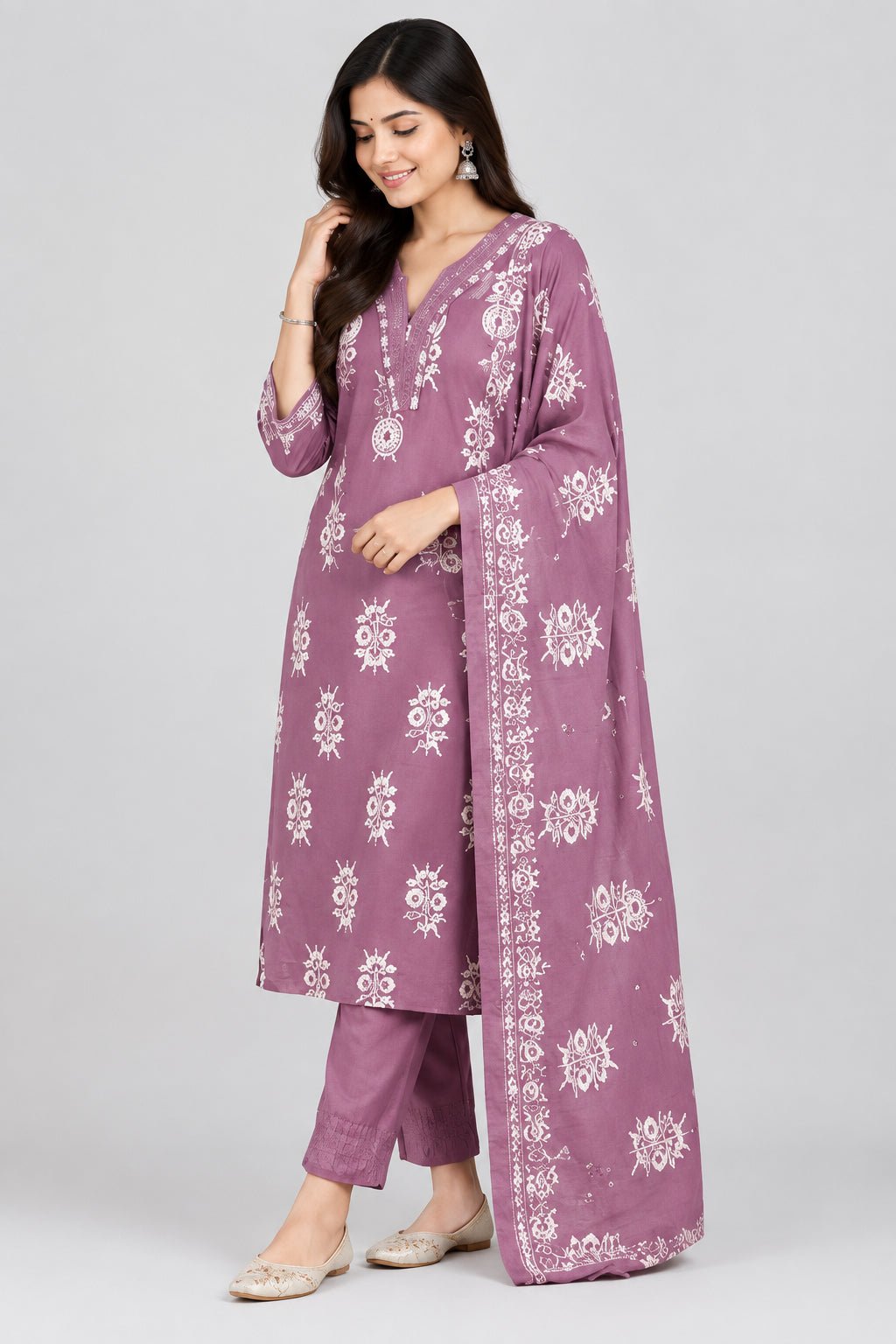 Women’s Printed Straight Kurta Set with Dupatta & Bottom | 3 Piece Ethnic Wear view 5